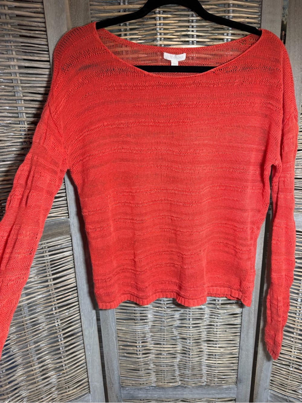 Eileen Fisher 100% Organic Linen Open Weave Sweater - size Medium